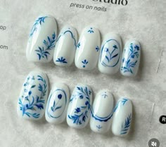 China Nails, December Nails, Inspired Nails, Blue Porcelain, Diy Nail Designs