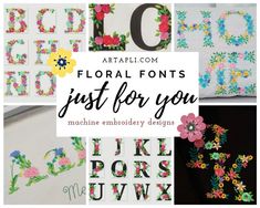 floral font and alphabets with the words just for you