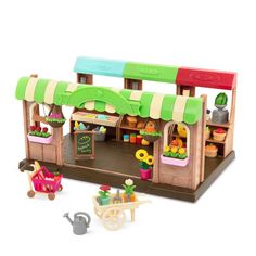 a wooden toy store with lots of toys