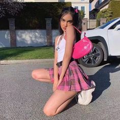 Pink Plaid Skirt, Soft Girl Outfits, Streetwear Chic, Skater Girl Outfits, Pink Mini Skirt, Skirt Y2k, A Line Mini Skirt, Fashion Blogger Style, Plaid Mini Skirt