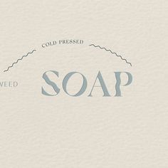 the word soap is written in grey on a white background with an old - fashioned type