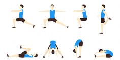 a man doing exercises to stretch out his legs and knees in different positions on the floor