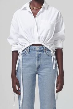 Dress Idea, Zara Girl, Pocket Shirt, White Shirts, Citizens Of Humanity, Shirt Collar, Fashion Details, Classic Shirt, Fashion Tops