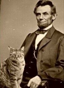 an old photo of abraham lincoln and his cat