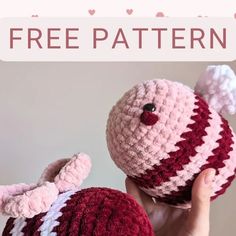 a crocheted stuffed animal is shown with the text, free pattern for it