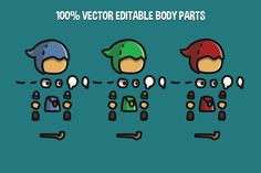 an image of different types of body parts in the style of video game character design