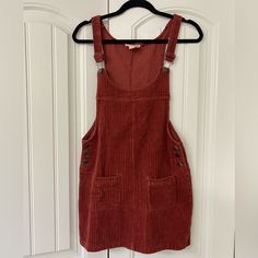 Never Worn. Adjustable Straps And Sides Unbutton. Two Pockets On Front. 100% Polyester. Poppy Drawing, Overall Dress, Fall Style, Brown Orange, Style Board, Drawing Ideas, Colorful Dresses, Adjustable Straps, Autumn Fashion