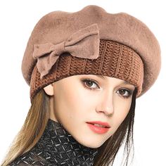 PRICES MAY VARY. MATERIAL: 100% wool for Wool Berets/ 70% Angora & 30% wool for angora berets with soft Lining. Non-wild animal!!! Comfortable and breathable for sensitive skin. SIZE:Fit for head circumference 21.26 inch~22.83 inch.Combines plenty of stretch with a snug, comfortable fit. DESIGN: This Knitted French Beret. Simple and cozy, Wool and Angora surface knitting brim cuffed, soft fur lined.decorated floral,bow and Liffle fur. OCCASION: Easy match for casual/formal dress up. Take it for Floral Beanie, Beret Style, Turban Hijab, Casual Formal Dresses, French Beret, Wool Beret, Hat Beret, Dress Winter, Wool Berets