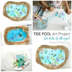 Ocean Theme Activities Elementary, Recycled Ocean Crafts, Ocean Art For Preschool, Breaker Rock Beach Vbs 2024 Crafts, Ocean Themed Art, Ocean Art Projects, Turtle Craft, Ocean Unit, Pool Art