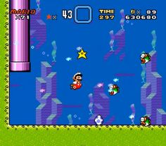 an old - school video game with mario and luigi in the water, surrounded by other characters