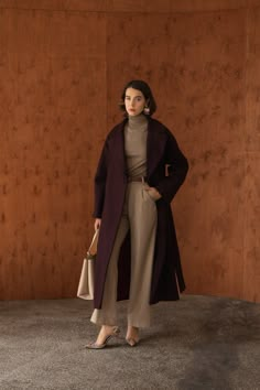 Long Burgundy wool coat, Burgundy woolen coat, Lined warm winter coat, Double-breasted wool coat with belt, Raglan sleeve overcoat Wool Coat Outfit, Mantel Outfit, Brown Wool Coat, Winter Mode Outfits, Burgundy Outfit, Burgundy Jacket, Coat With Belt, Brown Coat, Woolen Coat