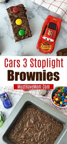 cars 3 stoplight brownies with m & m candies in the middle and on top