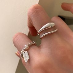 Material: Metal Style: INS Style Female Rings, Silver Casting, Ring Plate, Silver Ring Designs, Layered Rings, Ring Trends, Vintage Elegant, Metal Style, Ring Gold