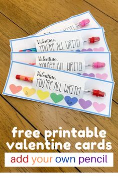 free printable valentine's day cards for kids to make with their own pencils