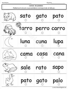 spanish worksheet with pictures and words for children to learn in the classroom, including