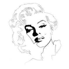 a black and white drawing of marilyn monroe