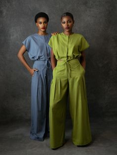 The matching set to wear all summer long: Babayo’s green linen co-ord features a short-sleeved crop top with a drawstring hem and matching high-waisted, pleated pants. The Lagos-based brand produces all pieces locally using sustainably sourced materials, empowering local communities. Style yours with flats for garden lounging or heels for a chic brunch. - Two-piece set- Collarless short-sleeve shirt with concealed front button fastening and a cropped drawstring hem- High-waisted pants with a loo Shein Outfits Fall, Aesthetic Uniform, Good Stickers, Christmas Outfit Aesthetic, Linen Summer Outfits, Drawstring Crop Top, Dress Stole, Co Ords Outfits, Crop Top Set