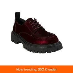 in stock Oxford Loafers, Lace Drawing, Platform Shoes Heels, Black Oxfords, Lace Up Flats, Woman Drawing, Lug Sole, Platform Heels, Leather And Lace