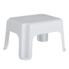 a white plastic stool on a white background