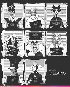 the villain storyboard is shown in black and white, as well as some other characters