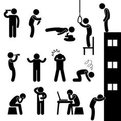 black and white pictograms of people working on the roof of a building