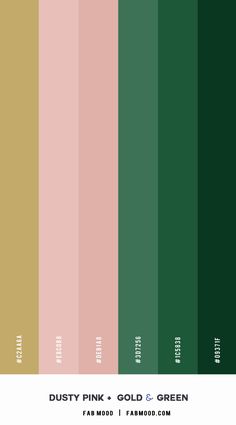 the color chart for dusty pink and gold green