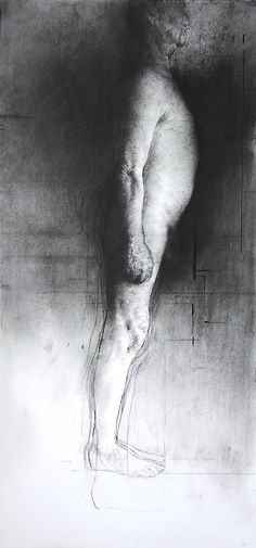 a black and white photo of a naked man