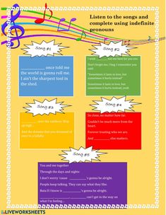 an info sheet with different types of music notes and words on it's side