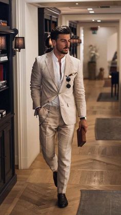 Beige 2 Piece Men Cotton Linen Suit Groom Tuxedo Party Prom Dinner Casual Suit | eBay Linen Suit Men, Linen Suits For Men, Mens Fashion Suits Formal, Beach Wedding Suits, Summer Wedding Suits, Prom Dinner, Suit Groom, Mens Casual Suits, Mens Wedding Attire