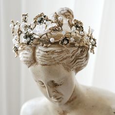 Brand New Fae Crown, Roman Crown, Hawaiian Goddess, Flowers Crown, Pearl Crown, Goddess Crown, Beaded Crown, Rose Crown, Rhinestone Crown