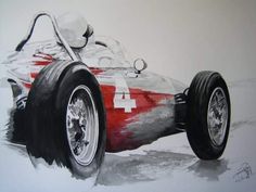 a drawing of a racing car with the number four on it