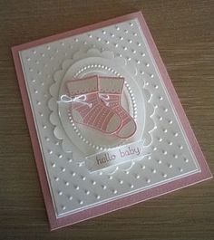 Beautiful baby card using stamping up stocking punch: Embossed Cards, Creative Cards, Baby Booties, Stamping Up