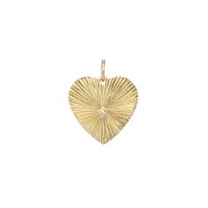 FLUTED 14K GOLD  HEART CHARM Necklace Real Gold, 3d Heart, Necklace Layering, Everyday Luxury, Gold Heart Necklace, Wedding Jewellery Necklace, Layering Necklace, Diamond Set, Christmas Day