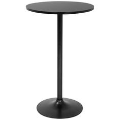 a black round table with a metal base on an isolated white background for use in any room