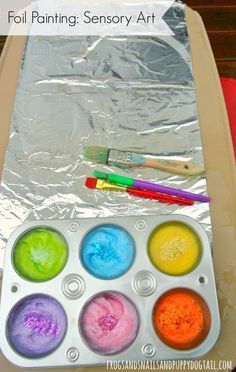 an image of some paint in a box with the words foil painting on it and there is