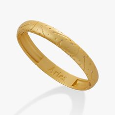 Embrace your Aries pride with this satin finish hinge bangle. Featuring an interior "Aries" engraving, the bracelet is adorned with the sign's constellation and shimmering crystals for a subtle yet beautiful effect. A perfect way to show off your personality and style. Fits wrists up to 7.25", with a hinged closure Finishes: Satin Silver, Satin Gold Nickel-free Adorned with Clear crystals Jewelry Style Guide, Glam Gifts, Bar Jewelry, How To Clean Metal, Aries Zodiac, Virgo Zodiac, Charm Rings, Clear Crystals, Halloween Jewelry