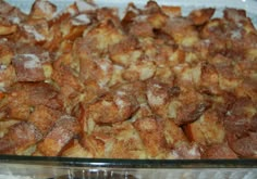 a casserole dish filled with cinnamon rolls