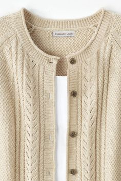 Our texture-rich cardigan is designed with a pattern of pointelle-knit chevron accents and rolled trim. A just-right weight for layering. | Women's Peaks Button Cardigan - Desert Blush - PL - Petite Size English Country Style Outfits, Clothes For Women Over 60, Oatmeal Cardigan, Country Fashion, Womens Fashion Inspiration, Twin Set, Button Cardigan, Cotton Cardigan, Cardigan Fashion