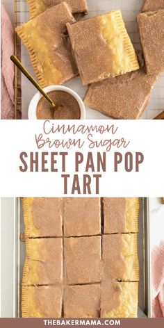 cinnamon brown sugar sheet pan pop tart is cut into squares