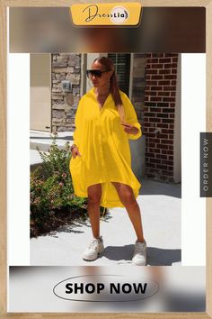 Solid-color Long Sleeve Loose Fitting Knotted Shirt Dress Chic Solid Color Shirt Dress For Beach, Chic Shirt Dress For Beach, Casual Collared Shirt Dress In Solid Color, Casual Long Sleeve Shift Shirt Dress, Casual Collared Solid Color Shirt Dress, Summer Solid Collared Shirt Dress, Casual Solid Color Shirt Dress For Vacation, Casual Spring Shirt Dress In Solid Color, Solid Button-up Shirt Dress For Summer