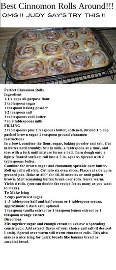 the recipe for cinnamon rolls is shown in this page, and it contains information about how to make them