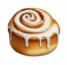 a bun with white icing and drizzled on it's side