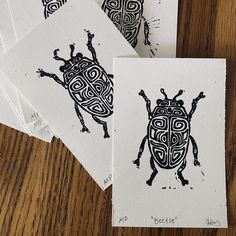 🌙Lino Cut Beetle Misprints🌙  These guys very in size but over all they are 4 - 4 1/2 inches long and 3 inches wide.  I’ll be randomly selecting one for you. :)   - Printed on card stock  #art #artprint #linocut #bugart #printmaking Bug Art, Stock Art, Linocut, Printmaking, Are You The One, Card Stock, Art Prints