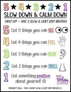 a poster with the words slow down and calm down