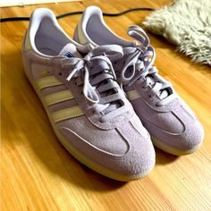 *Never Worn* Limited Addition Lavender Samba Sneaker. Comes With Original Box. Purple Sambas, Purple Adidas, Adidas Samba Og, Chalk White, Shoes Adidas, Adidas Samba, Adidas Shoes, White Sneaker, Adidas Women