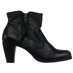 Ankle Boot is a fashionable zipper boot is made with full-grain leather and a stacked heel. Chic and fashion-forward! Heel height 2 3/4 in. Size: 41 M.  Color: Black.  Gender: female.  Age Group: adult. Casual Ankle Boots, Zipper Boots, Boots Ankle, Mid Heel, Casual Boots, Stacked Heel, Full Grain Leather, Clothing And Shoes, Fashion Forward