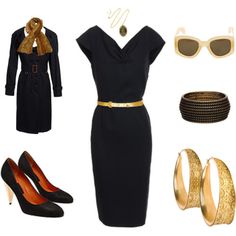 Loves it :-) nice and classic Chic Black V-neck Dress For Work, Working Girl Style, Professional Attire, Style And Grace, Complete Outfits, Work Wardrobe