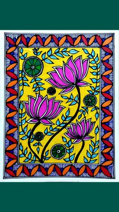 The final picture of my first attempt at Mithila artform. Mithila Art, Sketchbook Drawing, Indian Art, Traditional Design, Art Sketches, Lotus, My Pictures