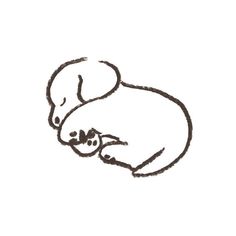 a black and white drawing of a dog with its head on a baby's belly