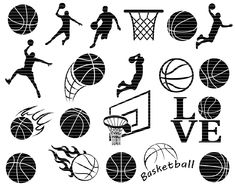 basketball silhouettes on white background